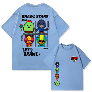 <span class=keywords><strong>Brawl</strong></span> <span class=keywords><strong>Stars</strong></span> Wilderness <span class=keywords><strong>Brawl</strong></span> Cartoon Anime T-shirt a maniche corte in puro cotone Abbigliamento estivo alla moda per studenti adolescenti - Product Image 3