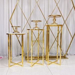 White Metal Cylinder Pedestal Display Plinth Set for Wedding Birthday <b>Party</b> Dessert <b>Table</b> - Product Image 4