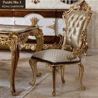 Meubles de salle à manger de luxe italiens, style européen, table et chaises de salle à manger en bois massif sculpté, design moderne, feuille d'or