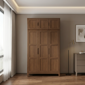 Modern Wooden Wardrobe With Flat Panel Hinged Doors Freestanding Large Capacity <b>Bedroom</b> <b>Storage</b> <b>Cabinet</b> Traditional Design Wood - Product Image 5