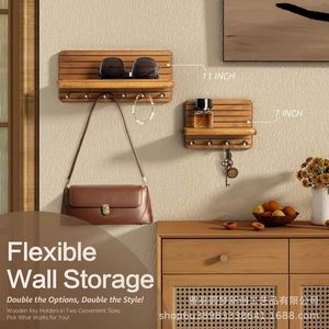 Porte-clés mural minimaliste en bois pour salon, organisateur de clés transfrontalier, porte-manteau mural pour entrée - Product Image 1