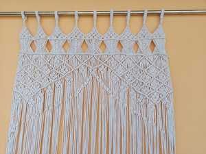 Tapisserie murale en macramé blanc, rideau décoratif à franges perlées pour chambre à coucher, salon, entrée - Product Image 3