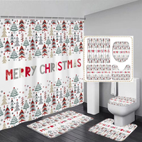 Arbre de noël rideau de douche rouge vert noël pin flocon de neige hiver vacances rideaux de douche tapis ensembles salle de bain décor
