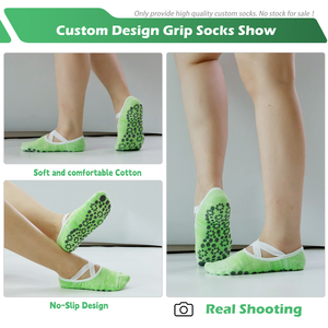 Thiết Kế Riêng Của Bạn Mắt Cá Chân Trong Nhà Chống Trượt Grip Pilates Vớ Biểu Tượng Tùy Chỉnh Chéo Strappy Phụ Nữ Yoga Vớ Với Grippy - Product Image 3