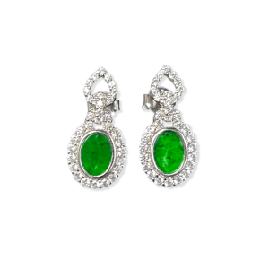 Pendientes de Jadeíta Birmana Natural de Grado A, Pendientes Ovalados de Jadeíta Birmana para Mujer, Regalo (Con Certificado NGTC) - Product Image 1