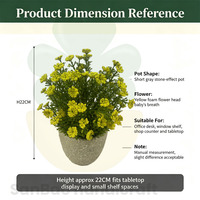 Fleurs Artificielles 22cm Jaunes Gypsophiles en Pot, Têtes de Fleurs en Mousse Écologiques pour la Maison, Halloween, la Saint-Valentin
