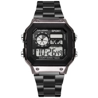 Klassische Herren Digitaluhren Luxus Edelstahl-Armband Sportuhren Herren Uhr LED Sport-Armbanduhr