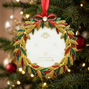 Marco de Fotos Colgante de Metal Dorado de 2.5"x2.5" para Decoración de Árbol de Navidad, para Uso Festivo - Product Image 2