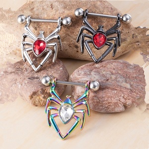 <span class=keywords><strong>Piercing</strong></span> de Acero Inoxidable 14G para <span class=keywords><strong>Mujer</strong></span>, Joyería Corporal, Anillos para Pezón con Diseño de Araña - Product Image 4