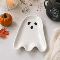 Assiette fantôme en céramique pour Halloween, plat de service décoratif, assiette chapeau de sorcière mignonne pour fête, dessert, décoration de table à la maison