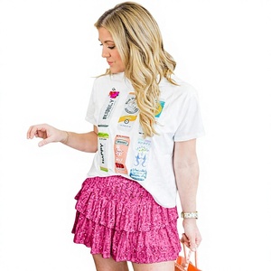 Jupe courte sexy en sequins pour femme, taille haute, plissée, mini-jupe brillante métallique, tenue de club, jupes de rave, vente en gros - Product Image 2
