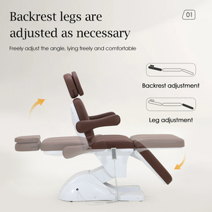 Table de massage électrique réglable moderne en cuir marron 3/4 motorisée pour esthéticienne, lit de spa pour cils et soins du visage, chaise cosmétique pour salon de beauté - Product Image 2