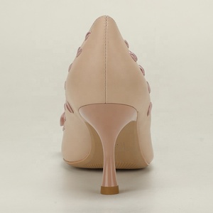 Escarpins à talon aiguille en cuir nude à bout rond, style romantique français, pour <span class=keywords><strong>mariée</strong></span> et demoiselle d'honneur, soirées et soirées romantiques - Product Image 6