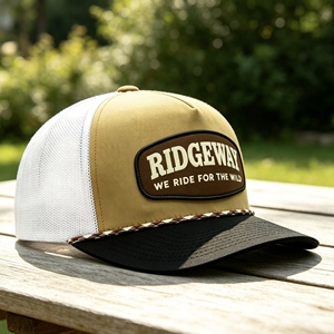 Casquette Trucker Vintage Personnalisée 5 Panneaux, Couronne Haute avec Logo Avant, Dos en Coton et Maille, Fermeture Snapback avec Décoration Corde pour l'Extérieur - Product Image 6