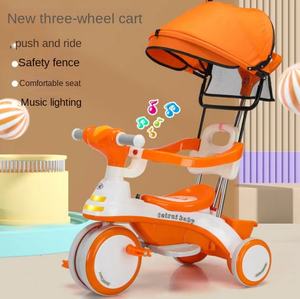 Bicicleta <span class=keywords><strong>triciclo</strong></span> para niños con luces y música Coche de bebé de 1 a 6 años Cochecito de bebé con paraguas de barandilla - Product Image 6