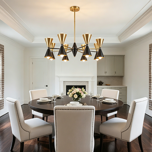 Modern 12/16 <b>Light</b> Brass Chandelier Large Sputnik Ceiling Fixture <b>Dining</b> Room Living Room Home Office Entryway - Product Image 1