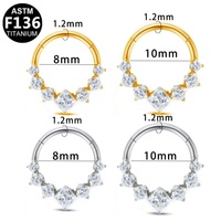Bijoux Gaby Fashion F136 G23 en acier inoxydable avec zircon, mignon, certifié ASTM, plaqué argent/or, clicker segmenté, cadeau de mariage, fête