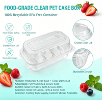 Boîte à pain carrée transparente jetable à 3 compartiments avec couvercle en PET de qualité alimentaire pour boulangerie, vente en gros
