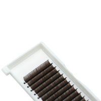 Ciglia Finte Coolpinepro Colorate e Dense da 0,03mm, Ciuffi Singoli Rotondi in Visone Marrone per Extension Ciglia005