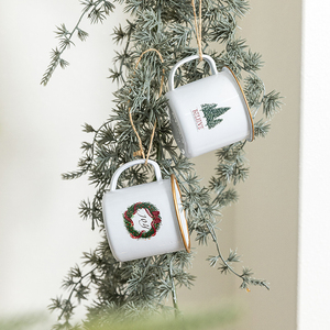 <b>White</b> Wrought Iron Modern Minimalist <b>Christmas</b> <b>Tree</b> Pendant Coffee Cup Hanging Ornaments - Product Image 4