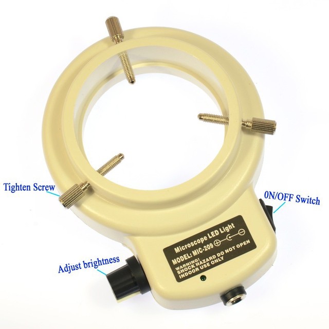 Adjustable 144 LED Ring Light Microscope Illuminator With Power Adapter 0-100% Adjustable Lamp for Microscope