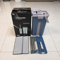 Ensemble serpillière plate et seau, design autonettoyant, tampons en microfibre, serpillière à rebond automatique à 30 degrés pour la maison et la cuisine