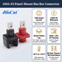 JBoCnt 100A Bloc de jonction mural 1500V CC Filetage M6 M5 Nylon IP40 Connecteur mâle/femelle pour armoire de stockage de batteries