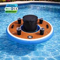 Vente directe usine : Table de bar flottante gonflable personnalisée avec porte-gobelets centraux pour piscine, lac et fête sur yacht