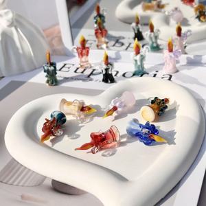 Collier et boucles d'oreilles DIY en verre soufflé (Lampwork) avec pendentif Gâteau Xingx et Lune, en verre importé, idéal pour cadeau vidéo - Product Image 1