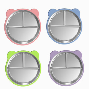 Assiettes pour tout-petits personnalisées avec dessins animés, 9 pouces, antidérapantes, divisées, avec manches en silicone amovibles, plateau alimentaire pour enfants - Product Image 2