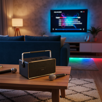 Subwoofer de bureau haut de gamme JB-L en cuir haute puissance avec cadre décoratif en aluminium et poignée en aluminium, en cuir et maille de fer
