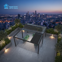 Pergola en aluminium Sweet Home avec lames motorisées télécommandées, gazebo imperméable et éclairage LED intégré pour patio