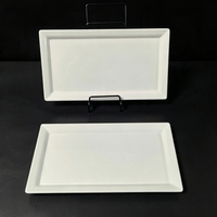 Assiette rectangulaire en mélamine blanc brillant, design personnalisé, compatible lave-vaisselle, plateau alimentaire pour barbecue et restaurant de fondue