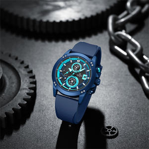 Montres à quartz originales de luxe NAVIFORCE 8033 BEBEBE, bleu, silicone, grand cadran, trois aiguilles, étanches, pour hommes, bracelet en silicone - Product Image 3