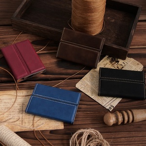 Hot Bán tối giản mỏng Pocket Ví thép không gỉ da RFID chặn thẻ trường hợp cá nhân logo khắc chủ thẻ - Product Image 6