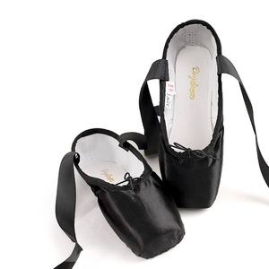 Chaussons de danse classique en satin à talon plat pour filles et femmes, avec lacets en ruban, pour adultes et enfants, avec étui en silicone - Product Image 4