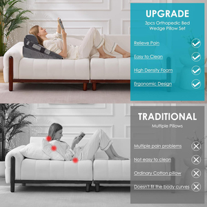 Ensemble de 3 oreillers triangulaires en mousse à mémoire de forme orthopédique pour après une chirurgie, oreiller réglable pour dormir - Product Image 3