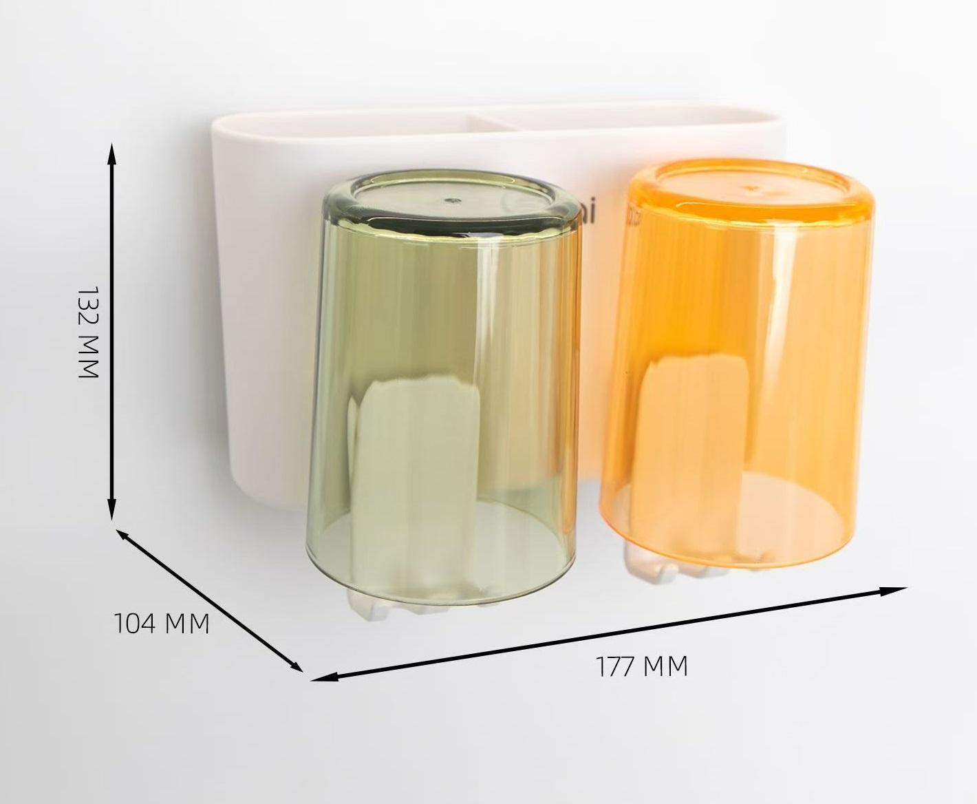 Support blanc double tasse 2+2 tasses colorées (vert+orange)