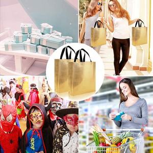 Bolsa de compras con láser metálica dorada personalizada, bolsas no tejidas con logotipo, tipo de patrón de letras - Product Image 5