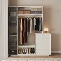 Armoire moderne style nordique en MDF avec commode, serrure intelligente à empreinte digitale pour chambre à coucher, personnalisation directe usine, cintre inclus