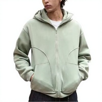 Sweat à capuche décontracté d'hiver pour homme, 100% coton épais, respirant, coupe oversize, avec logo personnalisé, fermeture éclair intégrale, design masque de ski, vierge, vente en gros