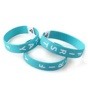 NFC 213 Gelang Elastis Bahan Poliester NFC Acara Festival Aktif Sublimasi LOGO Kustom Gelang RFID dengan Kode QR