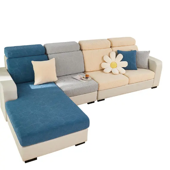 Yaprak kalın elastik oturma odası köşe kanepe yastığı s koltuklar kapak Slipcover kanepe kılıfı yeşil renk jakarlı kanepe yastığı minder örtüsü