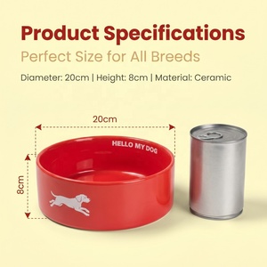 Gamelle en céramique à large ouverture anti-fatigue pour animaux de compagnie, 20 cm, base lourde antidérapante, série Hello Rouge, pour chien et chat, pour l'alimentation et l'eau - Product Image 3
