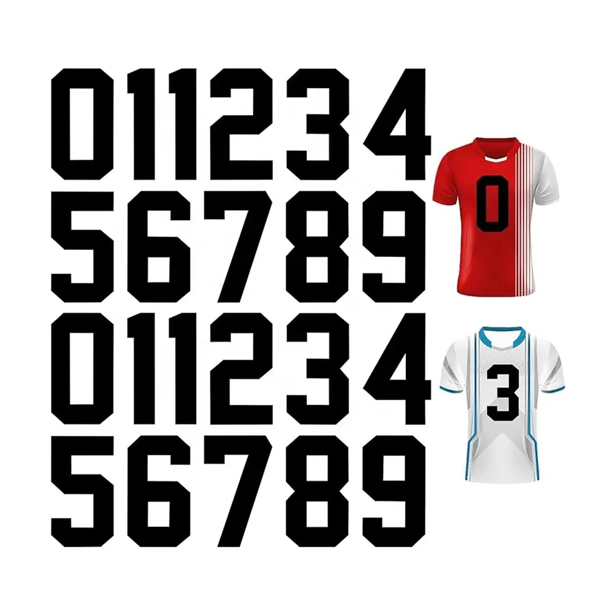 Grosir kustom nomor Jersey sepak bola dan nama DTF Transfer panas vinil nomor Jersey besi pada stiker untuk Tshirts