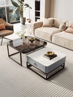 2025 Table à thé de luxe moderne pour petits appartements plaque de roche carrée et meuble TV Combo pour salon pour nouvelle maison