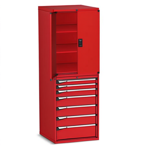 Armoire à tiroirs Fami Master Key Comfort, 7 tiroirs, 714x751x2000mm, rouge rubis RAL3003, rangement d'outils - Product Image 2