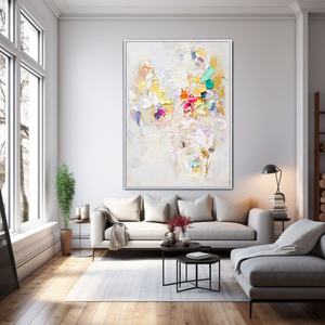 Peinture à l'huile texturée minimaliste encadrée, art mural artisanal pour la décoration de salons d'hôtels haut de gamme - Product Image 5