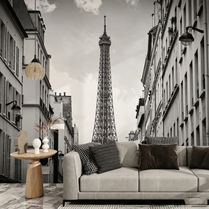 Papel Tapiz de Tela No Tejida con Diseño de la <span class=keywords><strong>Torre</strong></span> <span class=keywords><strong>Eiffel</strong></span> en Blanco y Negro, <span class=keywords><strong>Vista</strong></span> de la Ciudad de París, Decoración para Cafetería y Sala de Estar - Product Image 4