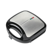 Machine à sandwich électrique automatique 2 tranches avec plaques à gaufres, revêtement antiadhésif, usage domestique, emballage personnalisé